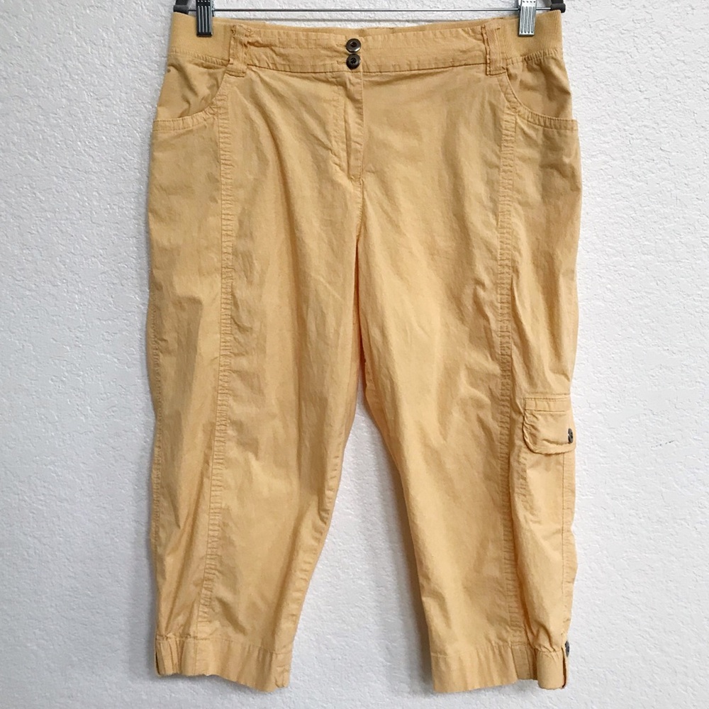 Chico's Yellow Cargo Crops/Capris size 12-14